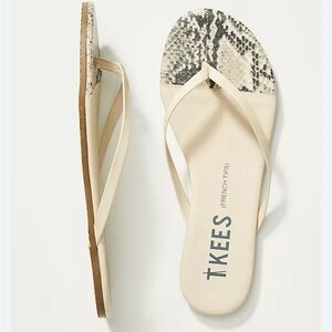 TKEES Snakeskin Sandals French Tip Snakeskin Pattern NWOT